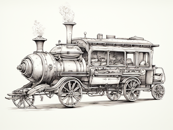 midjourney image of a steam train